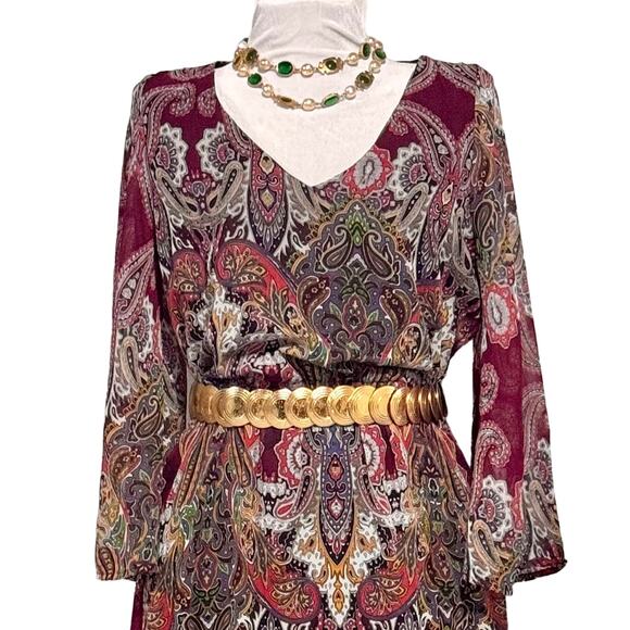 Signature‎ Collection Women's Maxidress Medium Burgundy Paisley - Picture 2 of 10